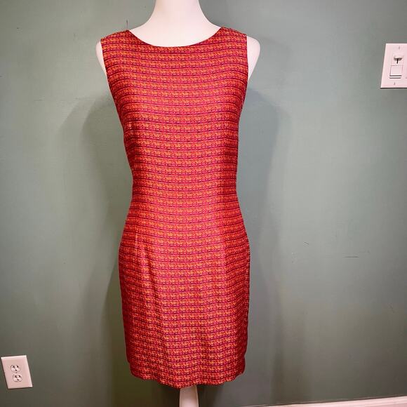 Vintage Danny Nicole Sheath Dress Pink Orange Mod Retro Made USA Size 10P preppy - Picture 2 of 10